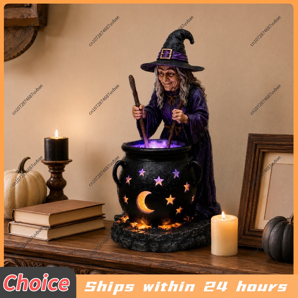 Outdoor Lighting Ip65 - Solar Powered Halloween Witch Cauldron Garden