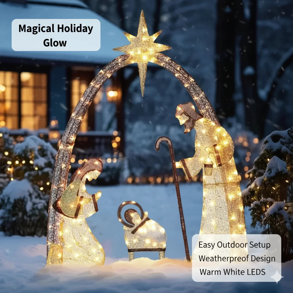 5.5FT Christmas Nativity Scene - огляд і ціна Outdoor Lighting Effects